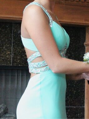 FAVIANA Teal/Mint Green Formal/Prom Dress with Jewel Embellishment